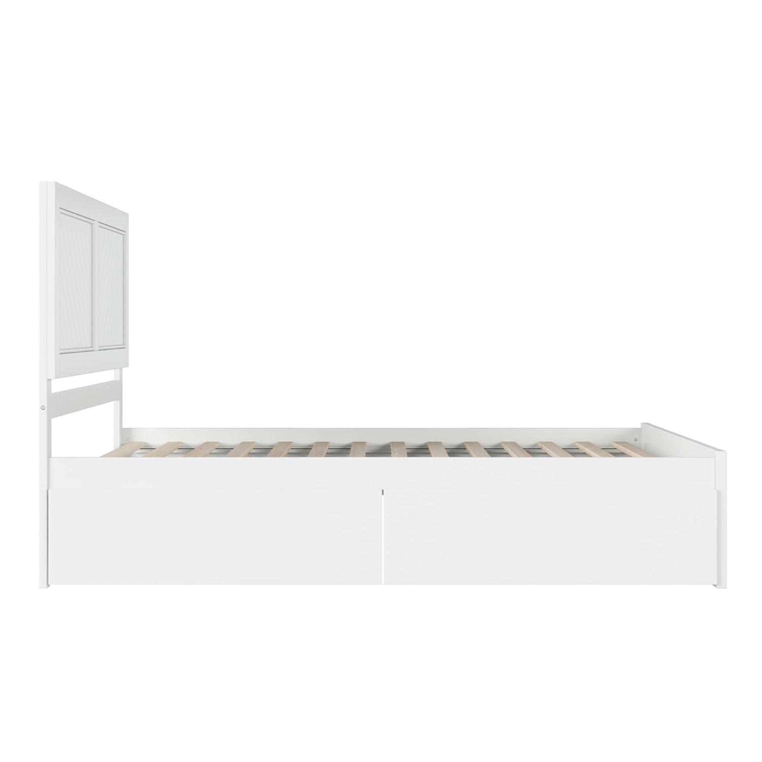 AFI Canyon Cama con Plataforma de Madera Maciza Blanca con Pie de Cama a Juego y Cajones de Almacenamiento, Completo