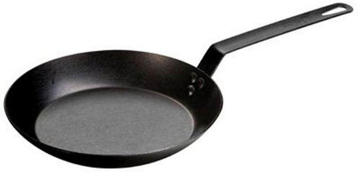 10-Inch Black Carbon Steel Skillet with Riveted Handle