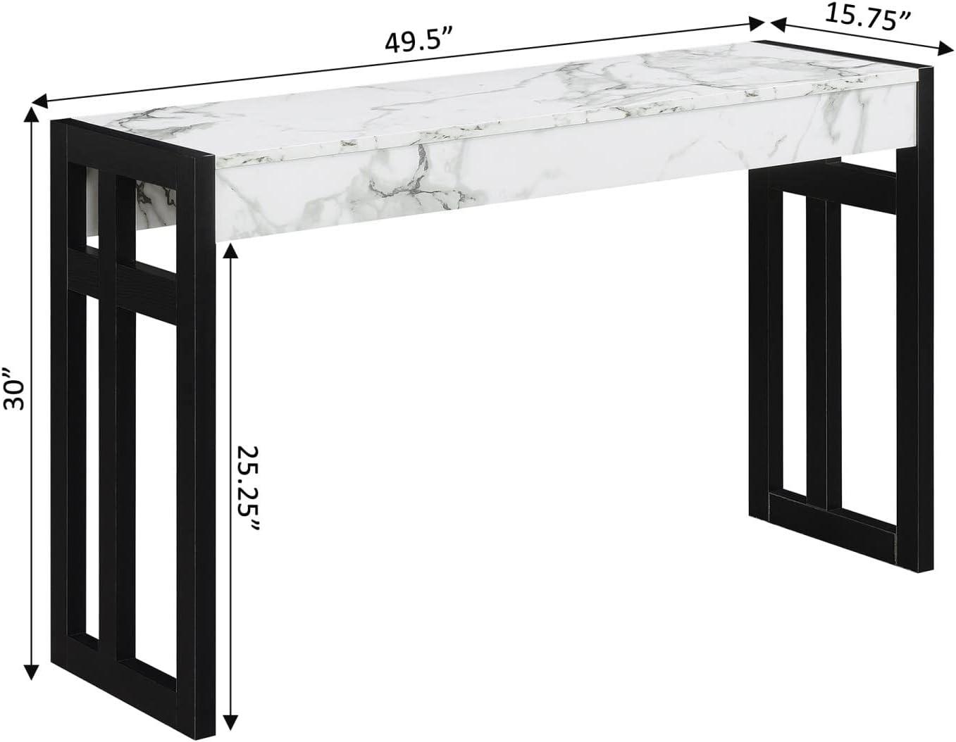 Monterey 50'' White Faux Marble & Black Wood Versatile Console Table