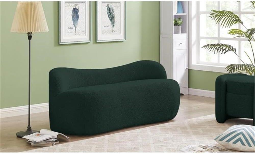 Meridian Furniture Flair Green Boucle Fabric Bench