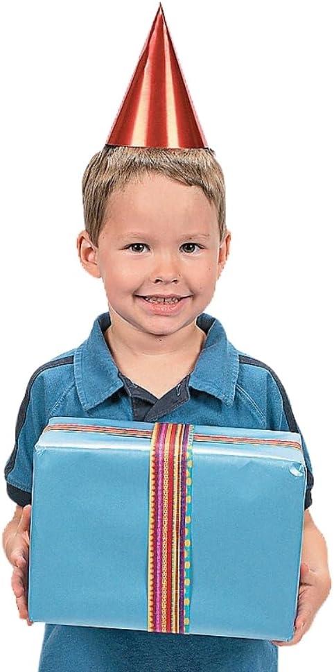 Assorted Metallic Cone Party Hats with Elastic Bands