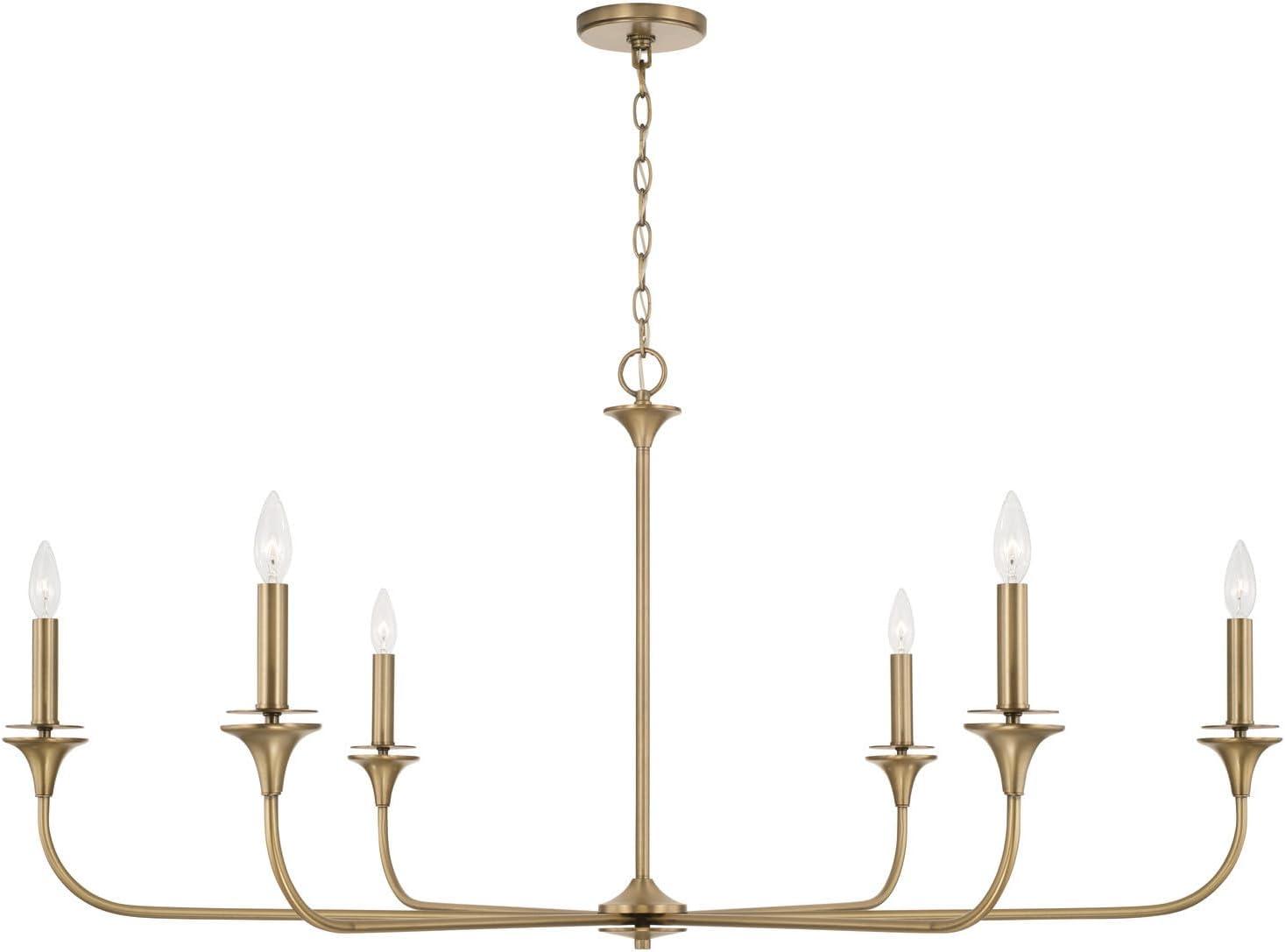 Aged Brass 49" Wide 6-Light Candle Style Chandelier