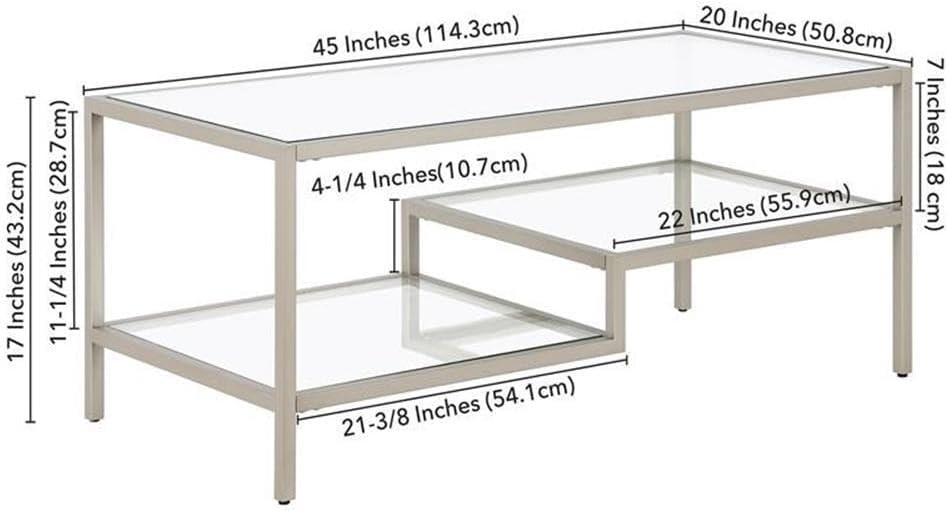 Evelyn&Zoe Lovett 45" Wide Rectangular Coffee Table in Satin Nickel