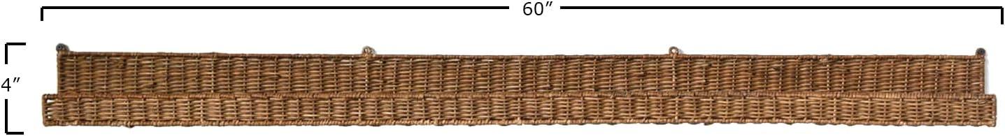Storied Home Handwoven Rattan Wall Shelf