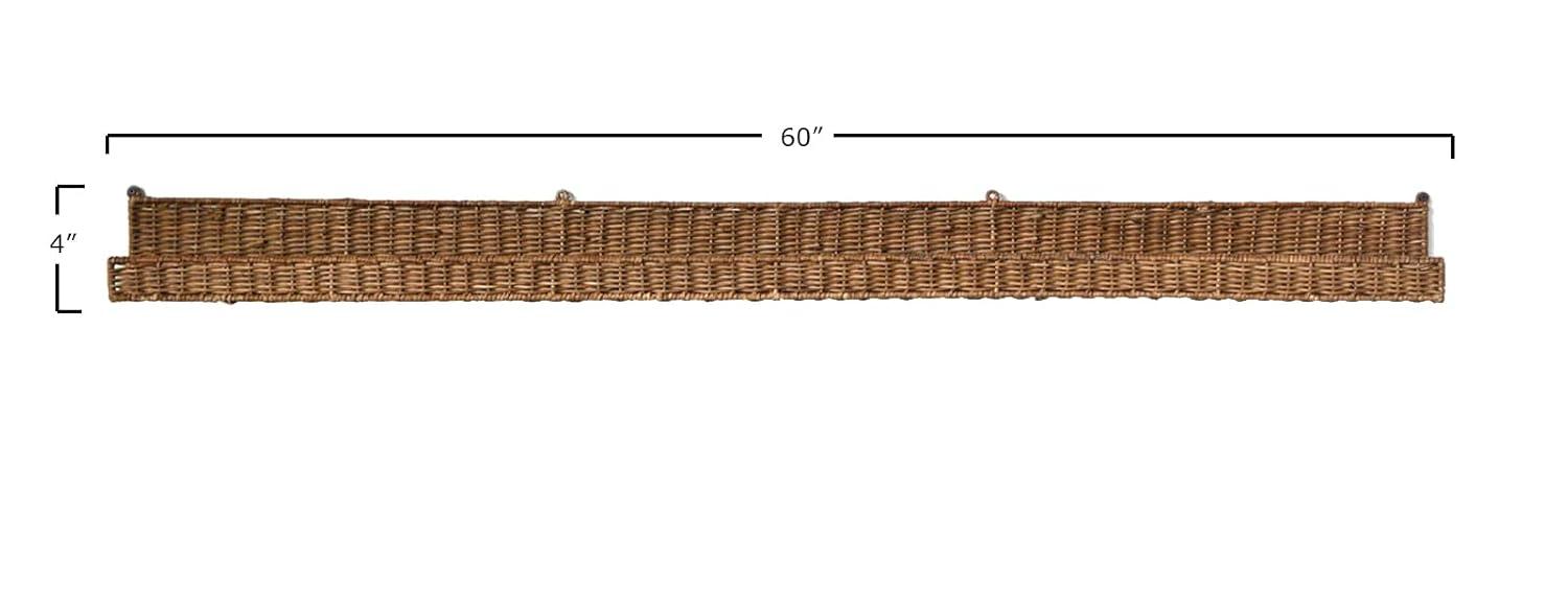 Storied Home Handwoven Rattan Wall Shelf