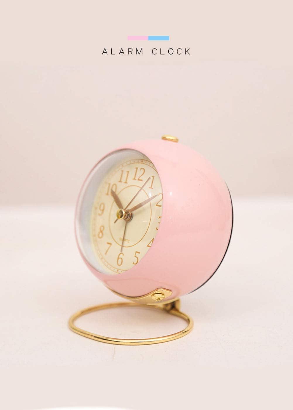Small Table Clocks, Classic Non-Ticking Tabletop Alarm Clock With Backlight, Battery Operated Desk Astronaut Clock With Hd Glass For Living Room Bedroom Bedside Indoor Decor (Pink)
