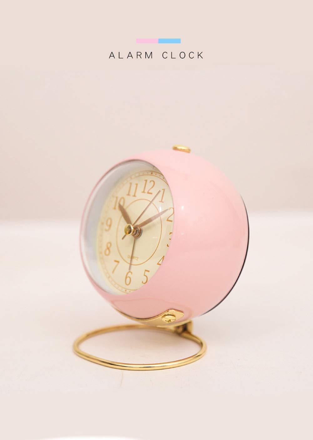 Small Table Clocks, Classic Non-Ticking Tabletop Alarm Clock With Backlight, Battery Operated Desk Astronaut Clock With Hd Glass For Living Room Bedroom Bedside Indoor Decor (Pink)