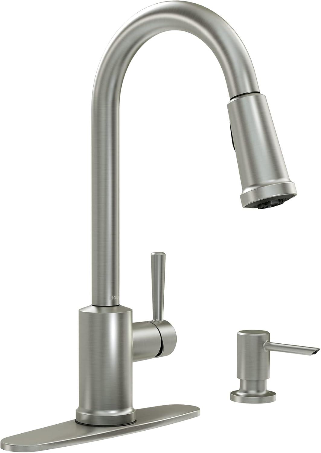 Stainless Steel Pull-Down Kitchen Faucet with Soap Dispenser