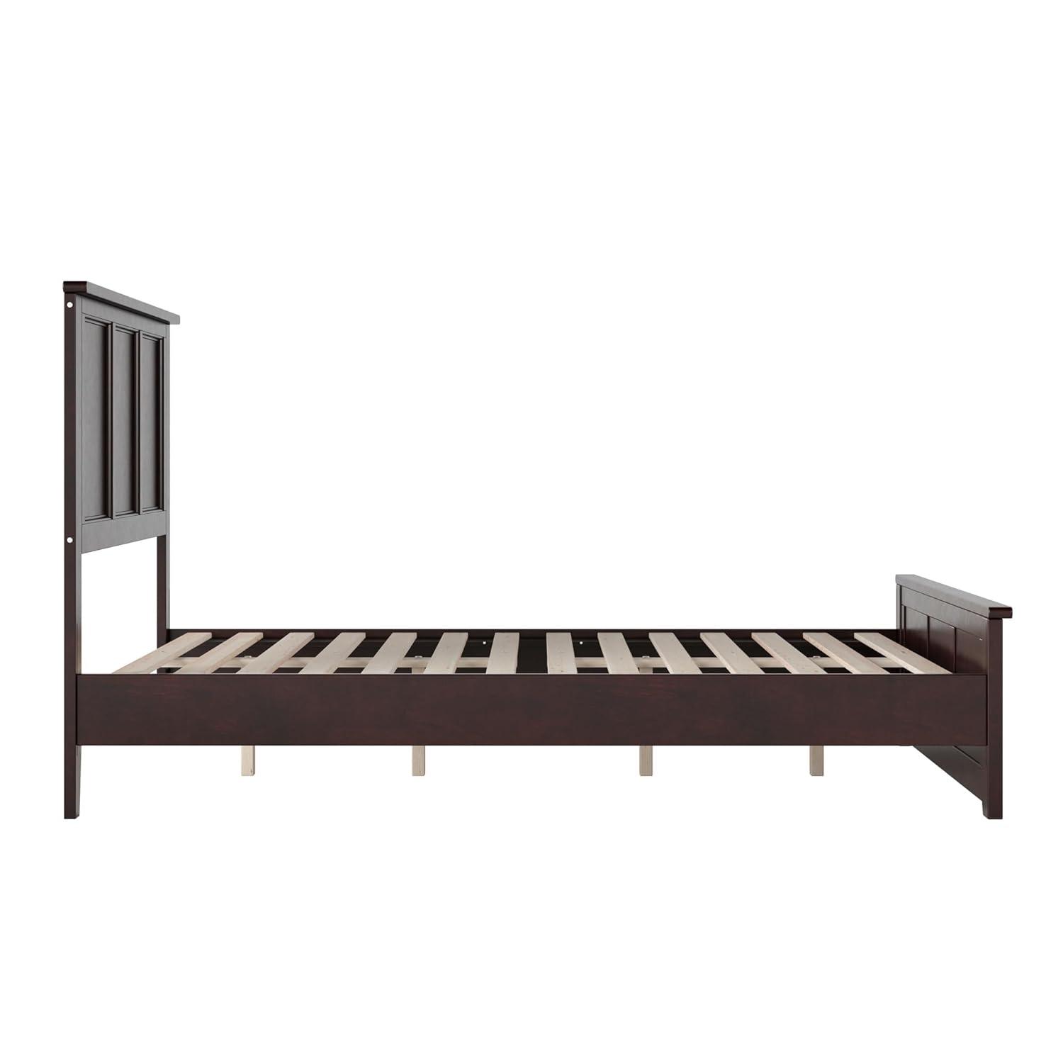 AFI Charlotte Cama con Plataforma de Perfil Bajo de Madera Maciza con Pie de Cama a Juego, Espresso