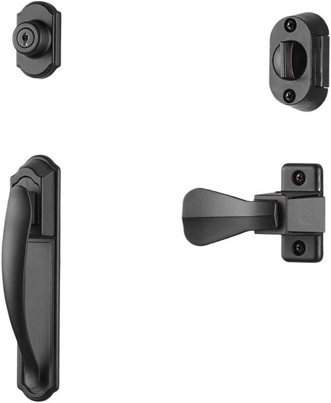 Matte Black Storm Door Handle Set with Keyed Deadbolt