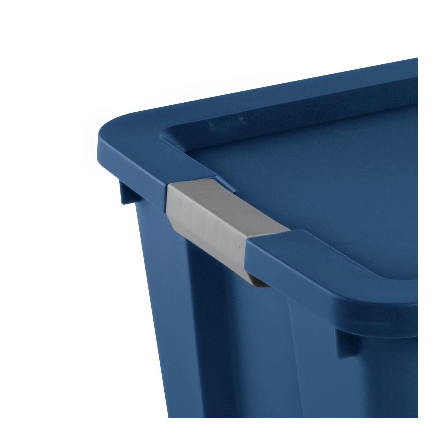Sterilite Extra Large Storage Bin, 45 Gallon Plastic Storage Container with Latch Lid and Wheels, Blue