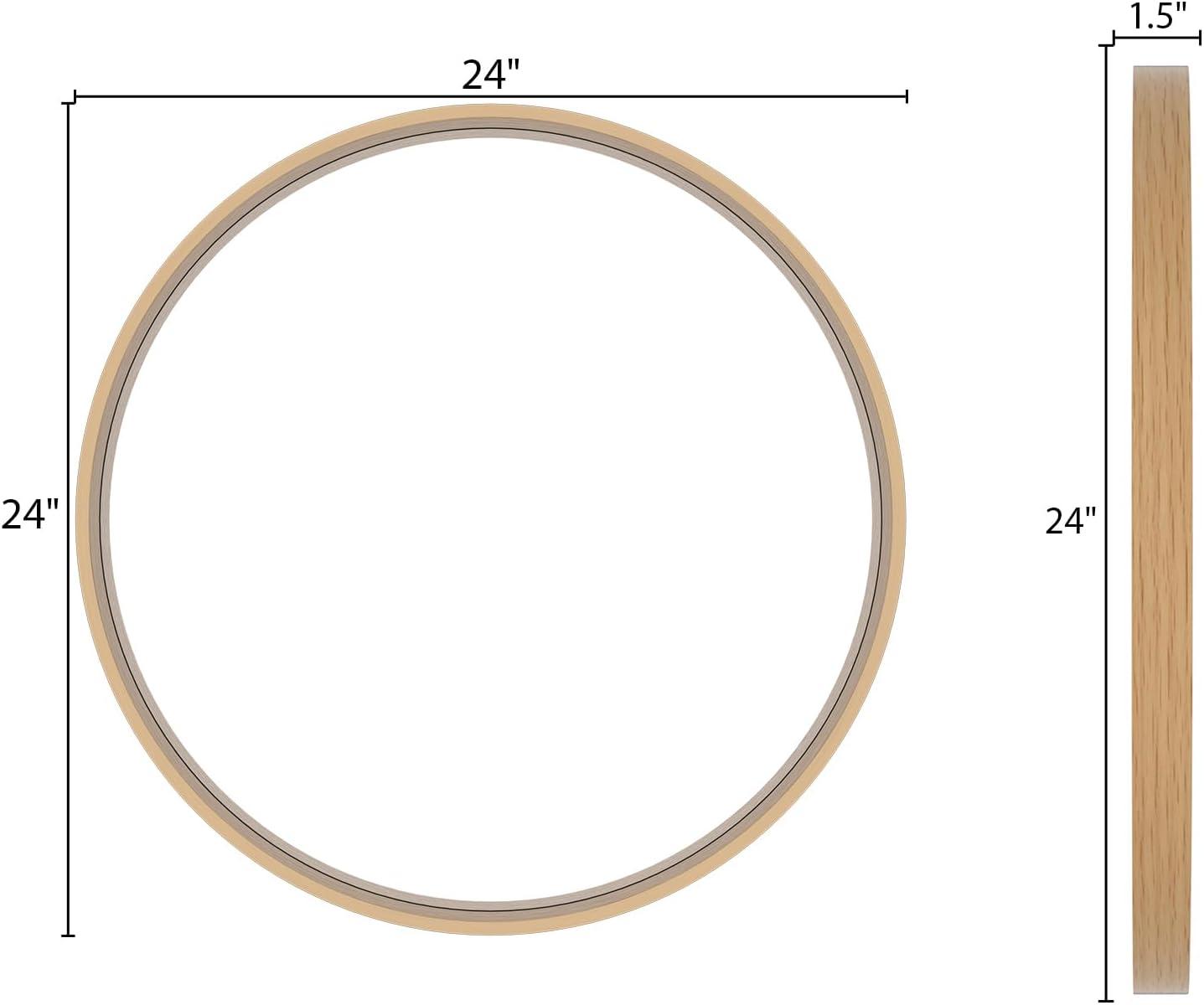 WallBeyond 24" Wood Round Mirror Natural : Pine Frame, Modern Style, Wall Mount, No Assembly Required