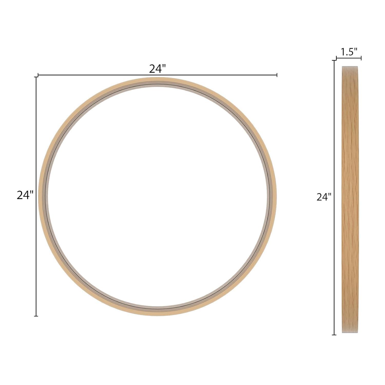 WallBeyond 24" Wood Round Mirror Natural : Pine Frame, Modern Style, Wall Mount, No Assembly Required