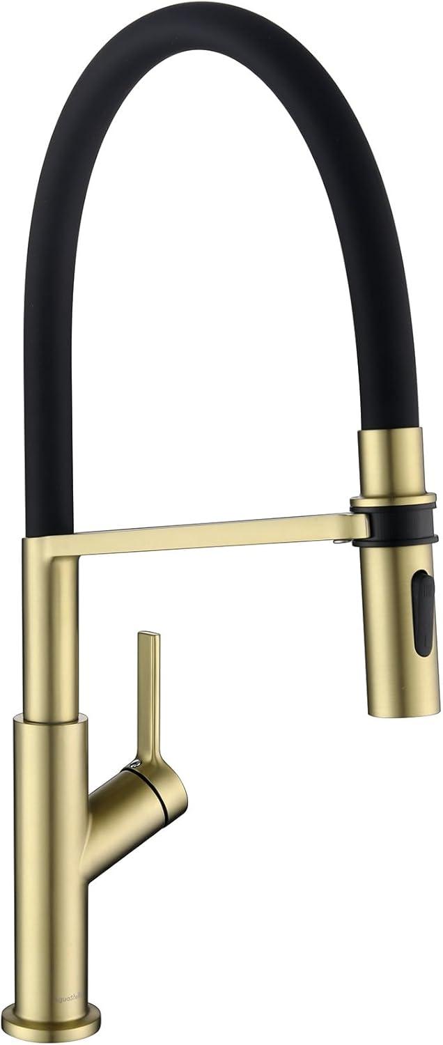 Champagne Bronze and Black Kitchen Faucet with Pull Down Sprayer