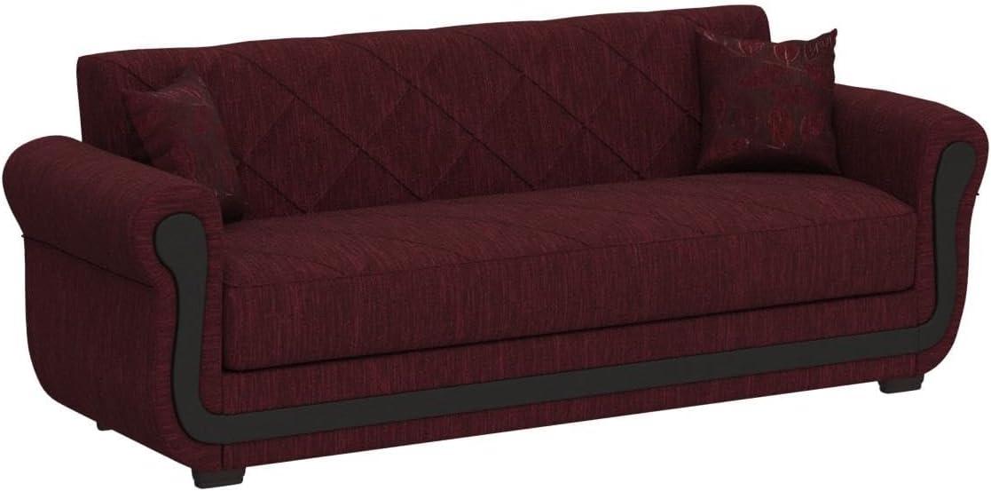 Tufted Twin Brown Fabric Sleeper Sofa with Storage and Rolled Arms