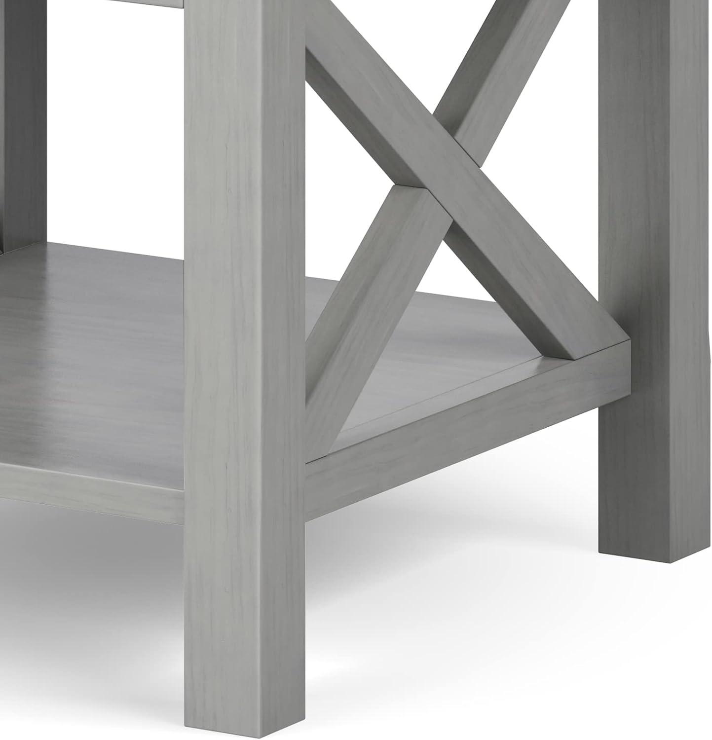 Kitchener SOLID WOOD 21" Wide Square Contemporary End Side Table in Fog Gray