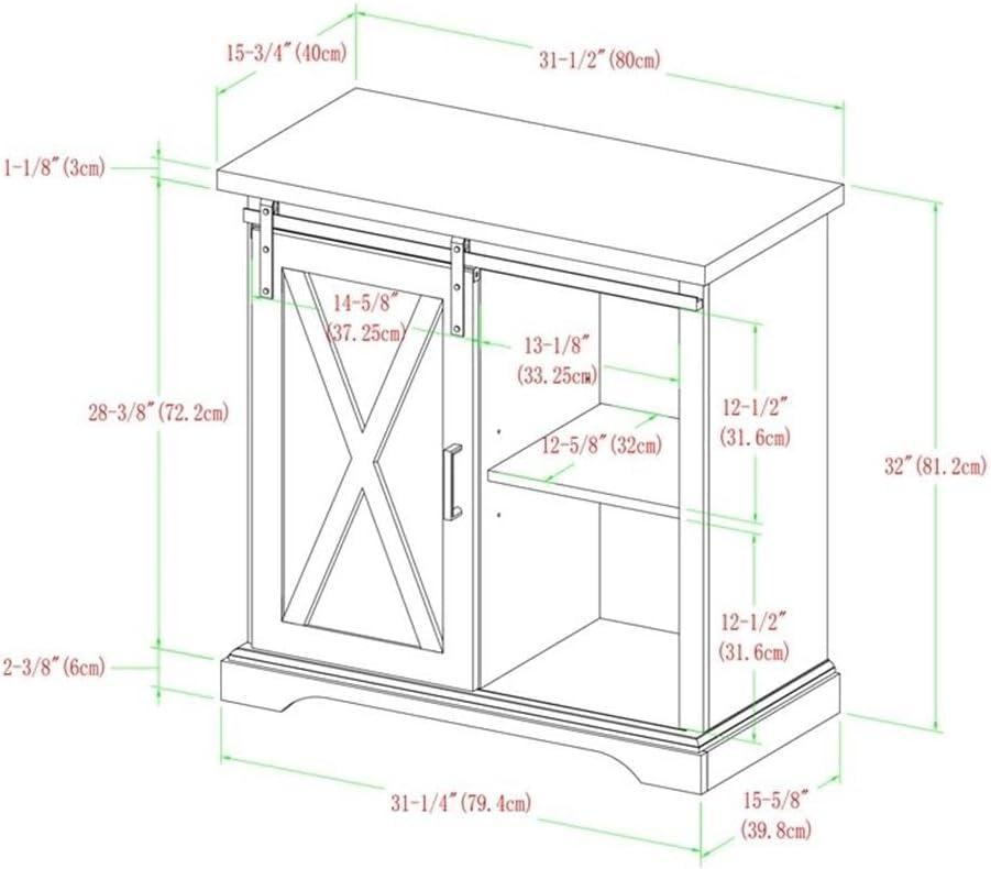 Walker Edison Sliding Barn Door Accent Cabinet, Grey Wash