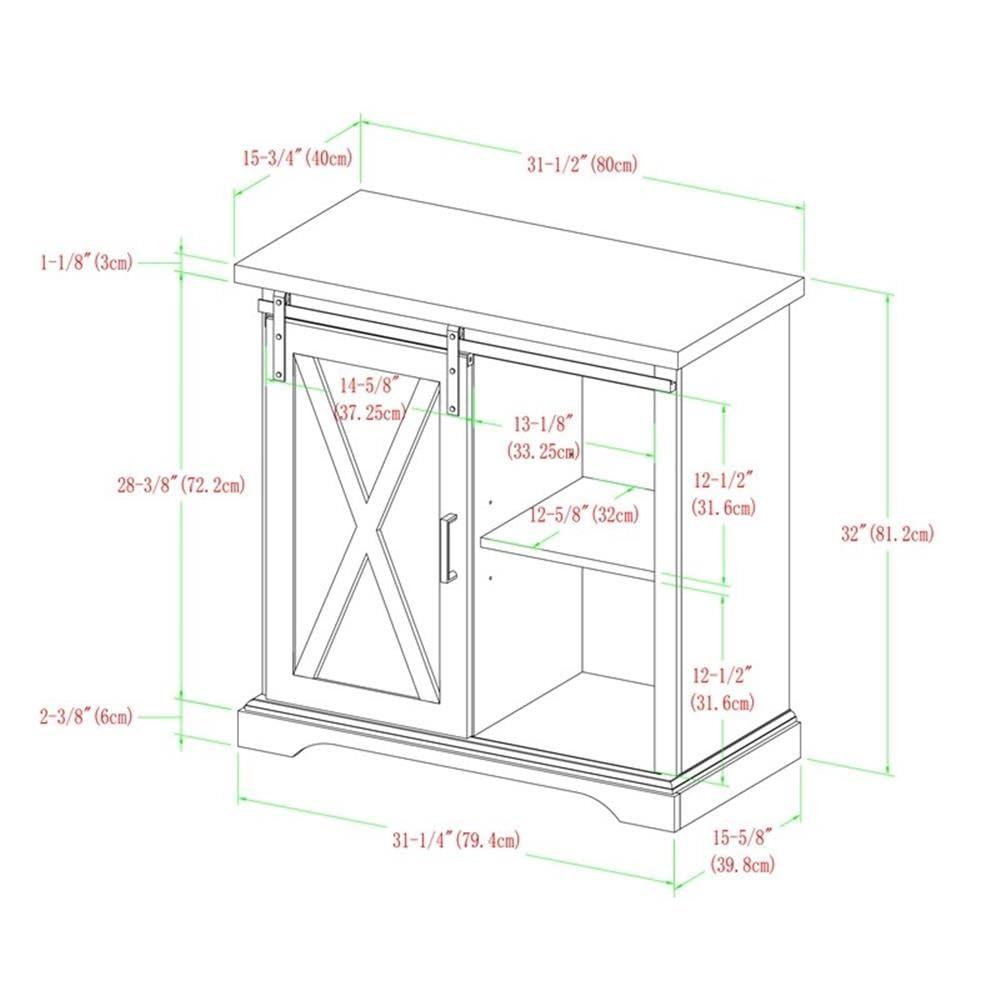 Walker Edison Sliding Barn Door Accent Cabinet, Grey Wash