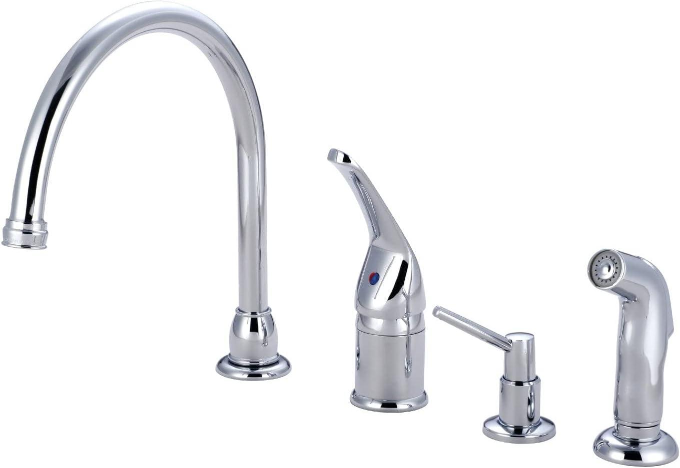 Polished Chrome Single Handle Kitchen Faucet with Side Spray