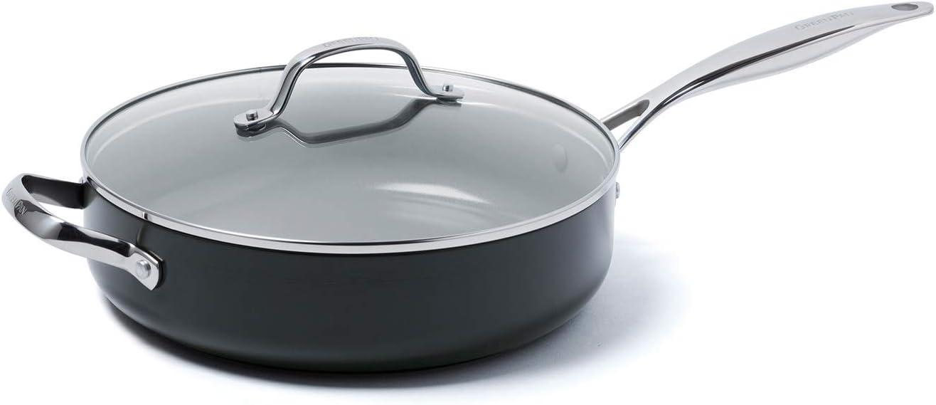 Valencia Pro 4.5QT Black Aluminum Nonstick Sauté Pan with Lid