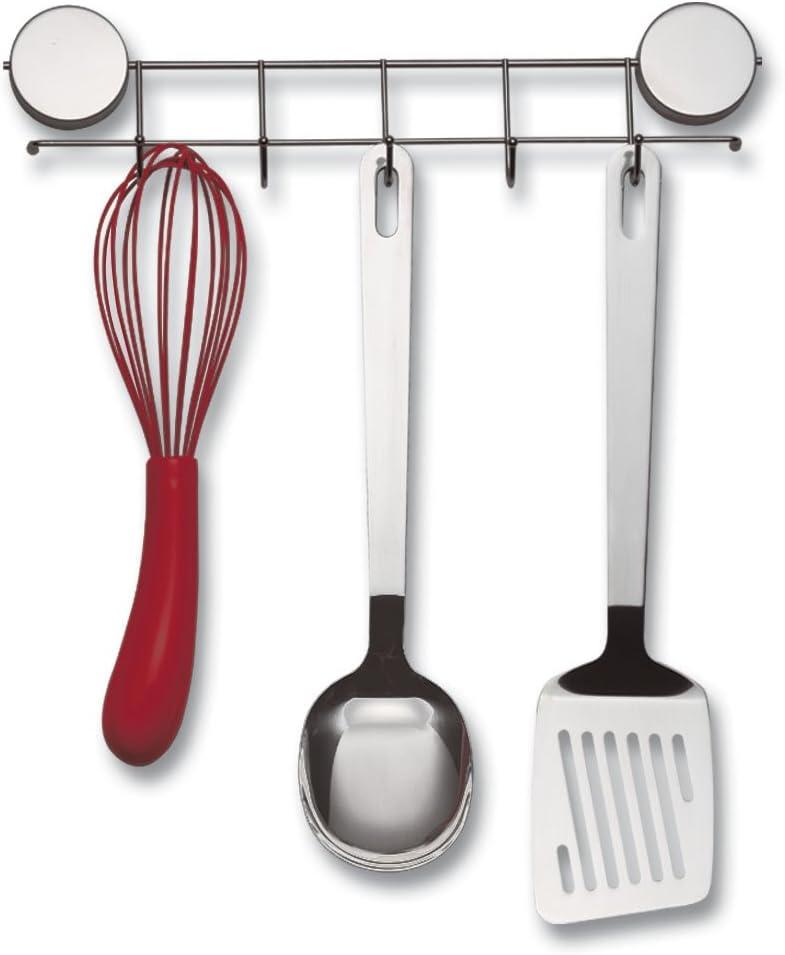 Better Houseware Stainless Steel Magnetic 5-Hook Utensil Rack in Silver