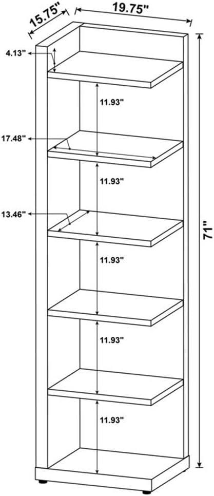 71" Modern 6 Shelf Corner Bookcase Cappuccino - Coaster: Laminated Melamine Veneer, Fixed Shelves, Meets Safety Standards