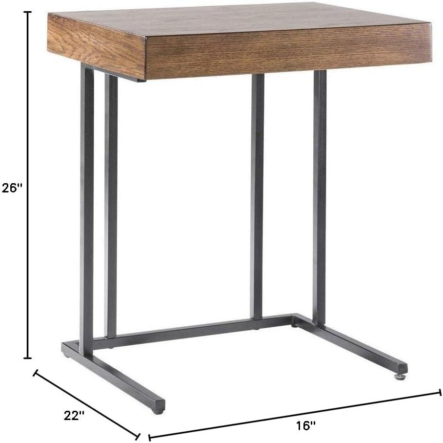 Wynn Black Wood Pull-Up Table with Inner Storage, 22"x26"