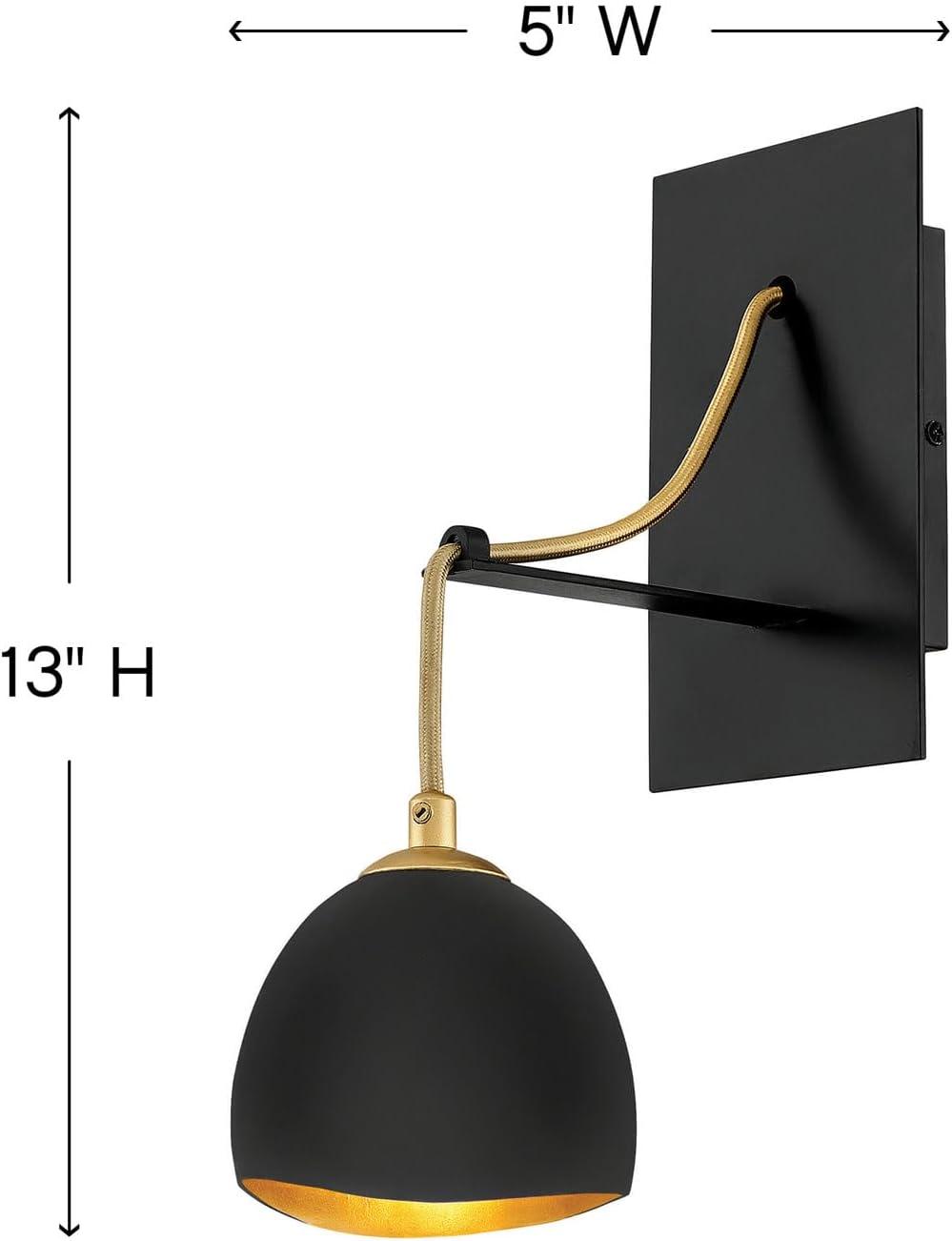 Shell Black and Gold Leaf 1-Light Candelabra Sconce