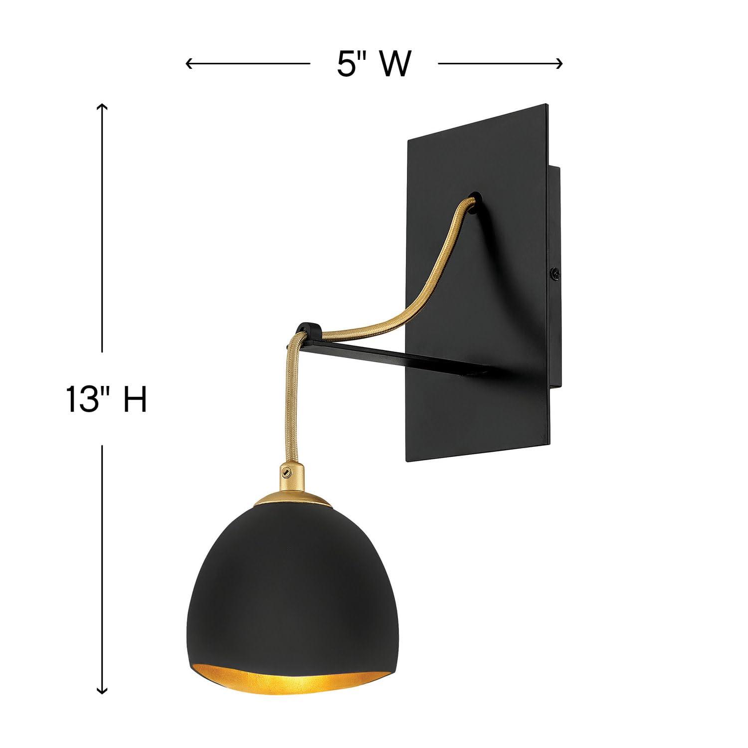 Shell Black and Gold Leaf 1-Light Candelabra Sconce