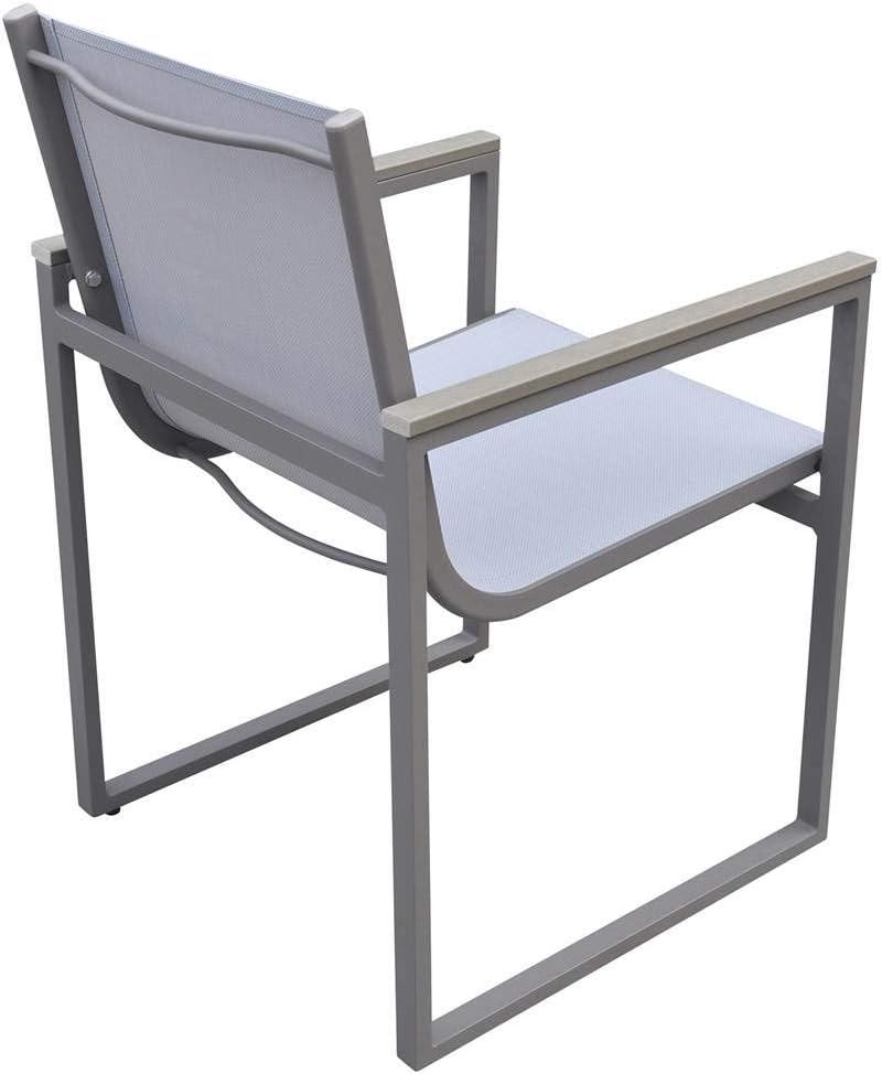 Armen Living Bistro Outdoor Patio Dining Chair in Grey Finish with Grey Sling - Set of 2