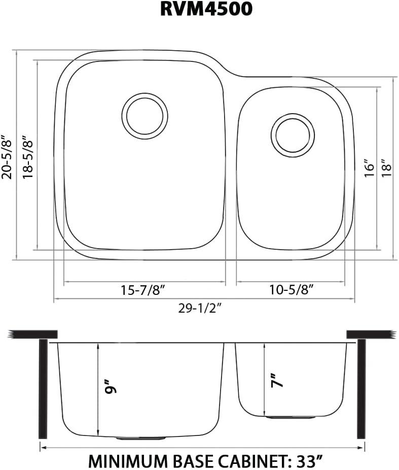 Ruvati 29-inch Undermount 60/40 Double Bowl 16 Gauge Stainless Steel Kitchen Sink