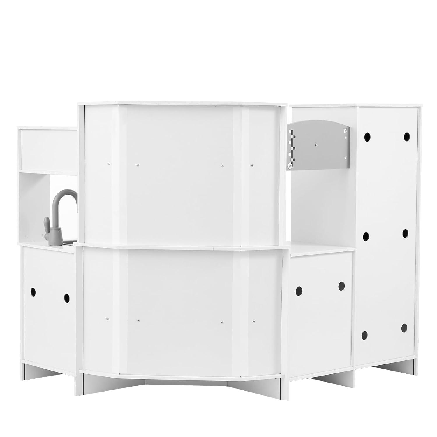 Kitchen Playset Kids Pretend Cooking Play Toy 24 Piece Accessories Children Pretend Play Toy White