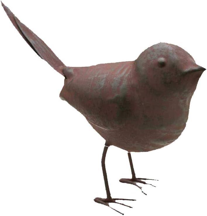 Colonial Tin Works Decorative Small Cute Songbird Song Bird Statue Figurine for Home or Garden with Feet, Metal, Rustic/Farmhouse Cottage, Rust Color, 5.5" L x 2" W x 4" H, 1 Piece