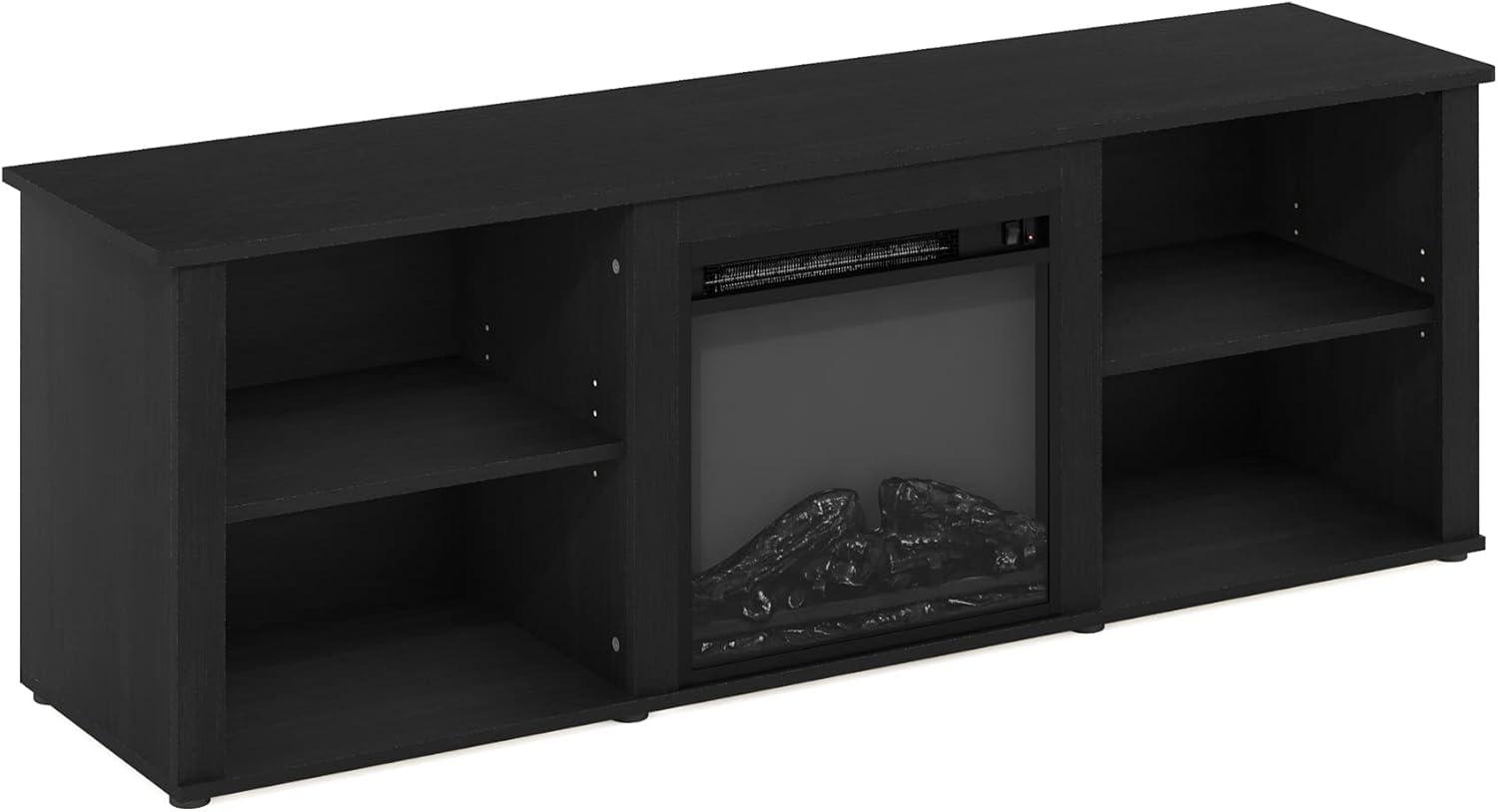 Furinno Montale 70 Inch TV Stand with Fireplace, Americano