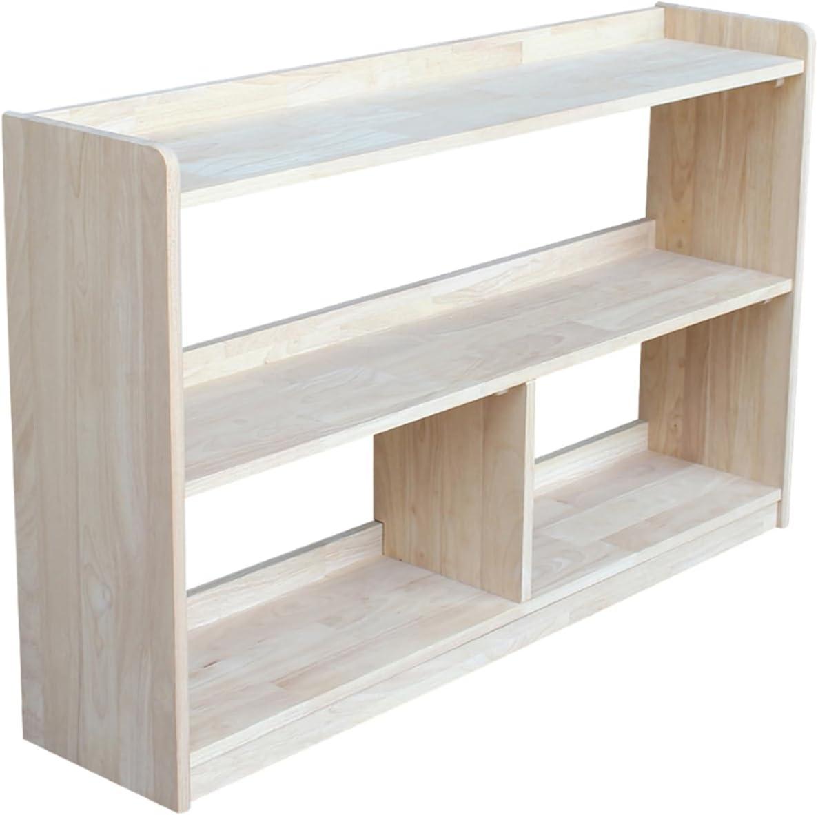 Classic Abby Solid Wood Kids Bookshelf in Unfinished Brown