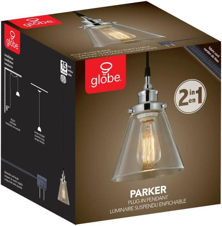 Globe Electric Parker Chrome Clear 1 lights Pendant Light