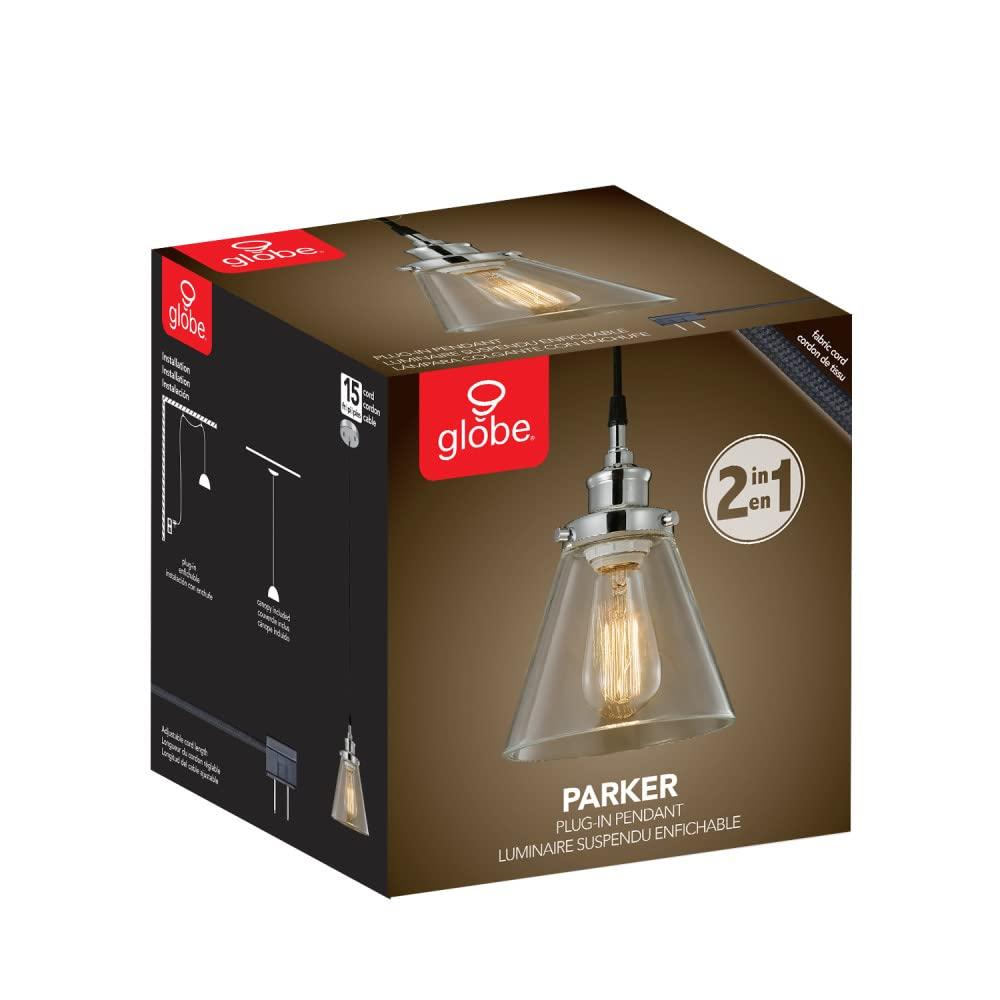 Globe Electric Parker Chrome Clear 1 lights Pendant Light