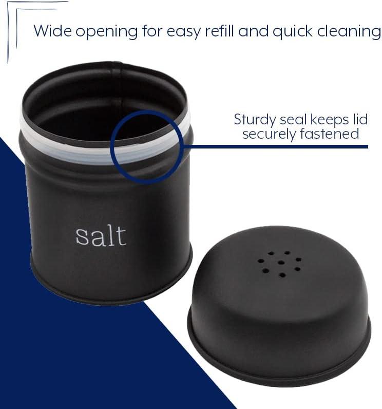 AuldHome Design Black Salt and Pepper Shaker Set; Modern Farmhouse Retro Style Shaker Set