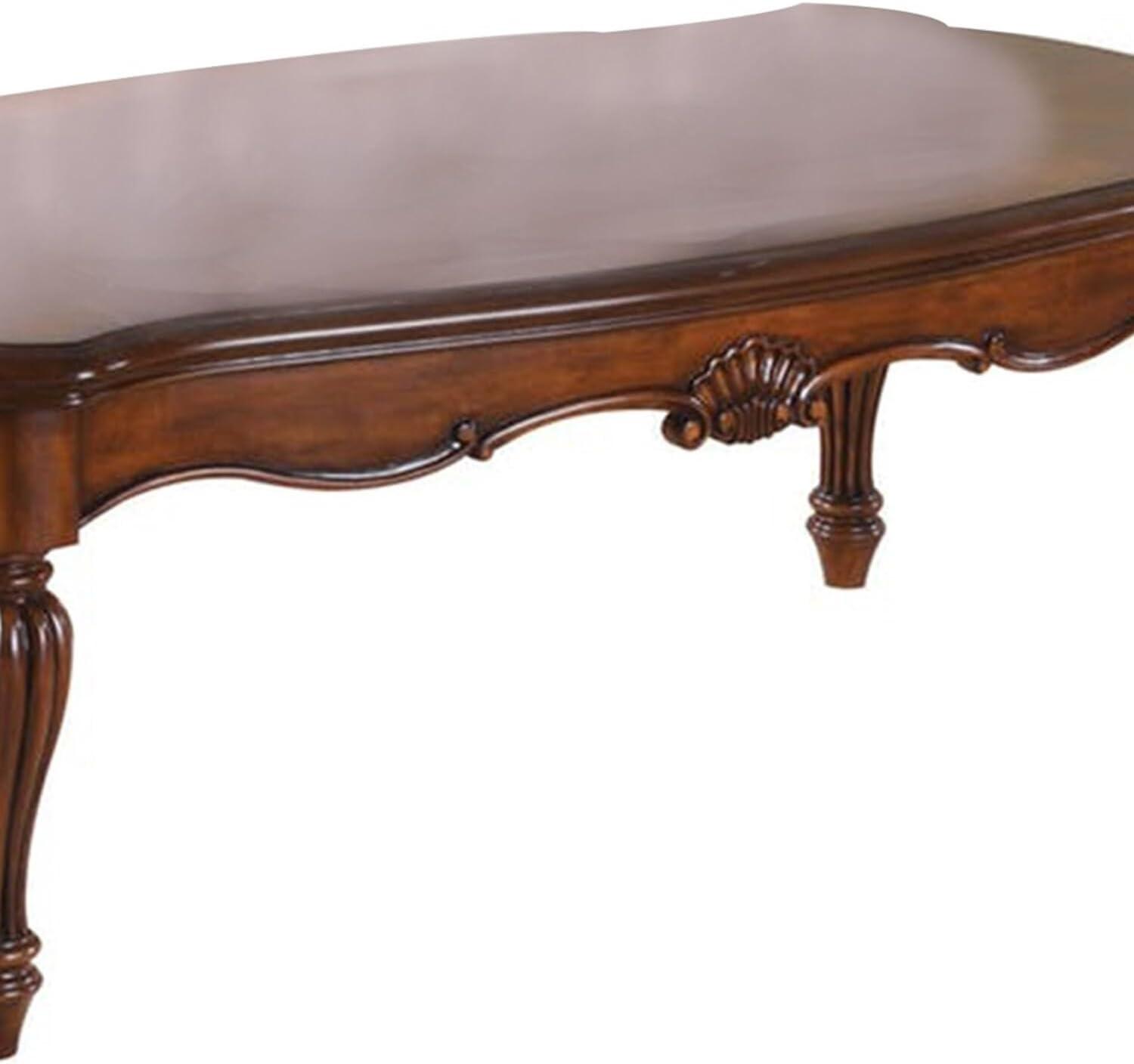 Vintage Rectangular Wooden Coffee Table with Fluted Legs Cherry Brown