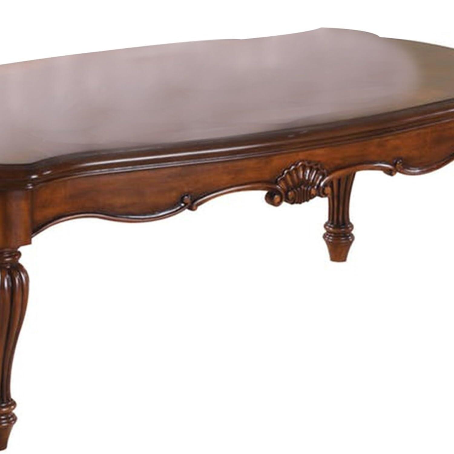 Vintage Rectangular Wooden Coffee Table with Fluted Legs Cherry Brown