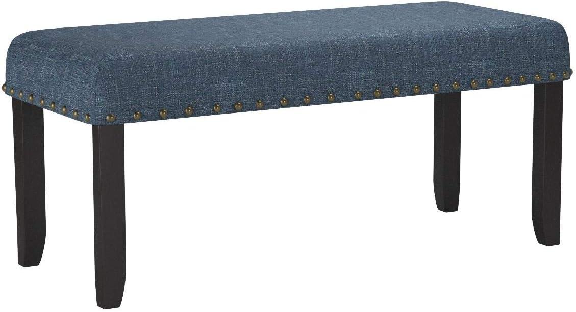 Roundhill Furniture Biony Upholstered Bench, Blue