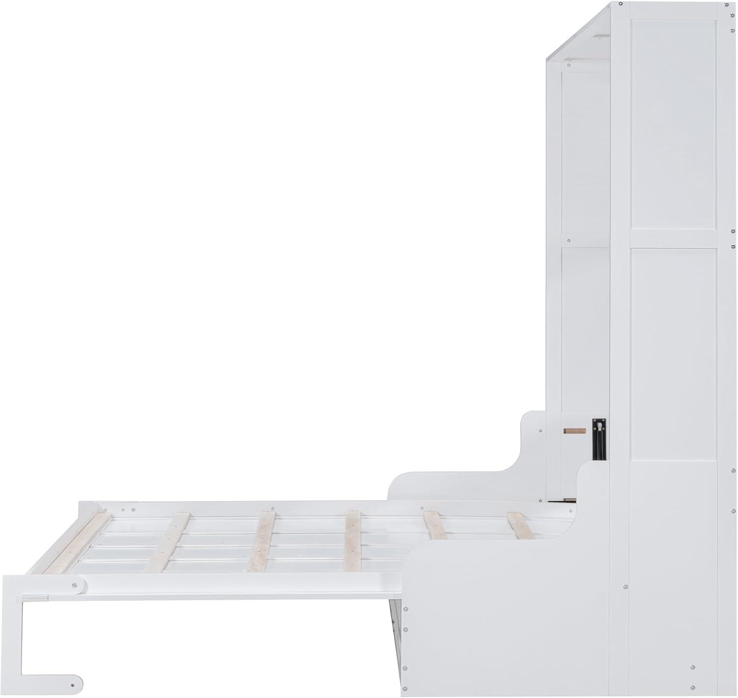 GZMWON Queen Size Murphy Bed Wall Bed With Cushion,White