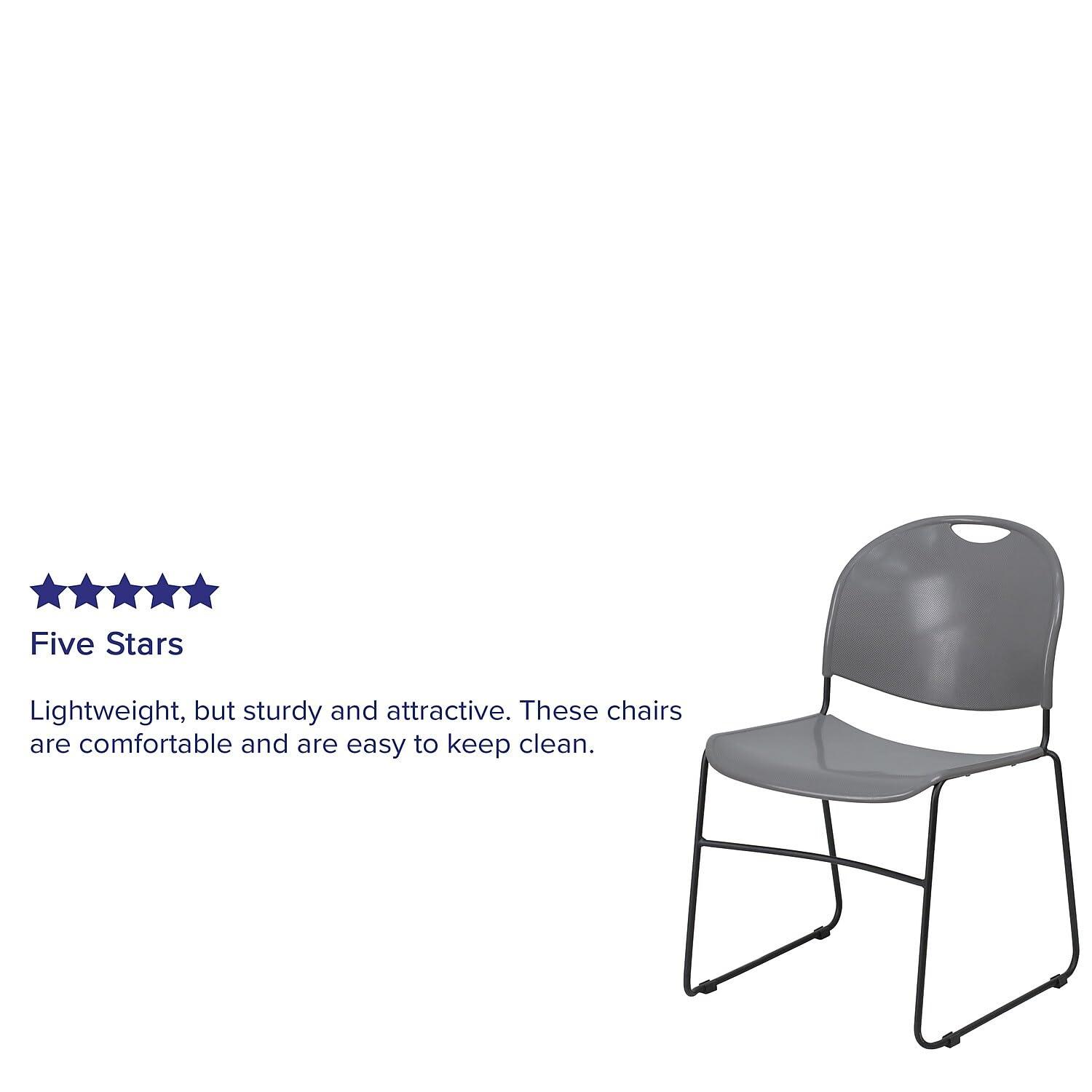 Flash Furniture Gaea 880 lb. Capacity Ultra-Compact Stack Chair with Metal Frame (Set of 5)