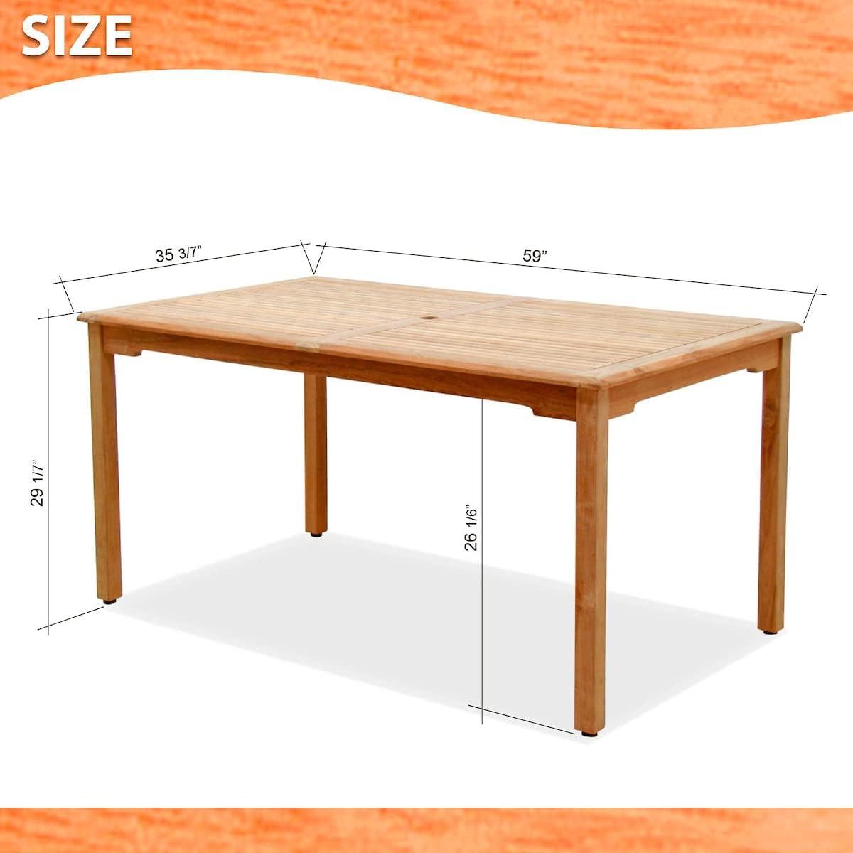 Sonlin 59'' Teak Outdoor Dining Table