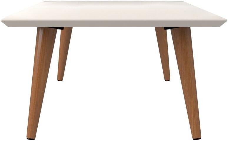 11.81" Utopia High Rectangle Coffee Table with Splayed Legs Off-White - Manhattan Comfort: Mid-Century Modern, MDF, Glossy Finish