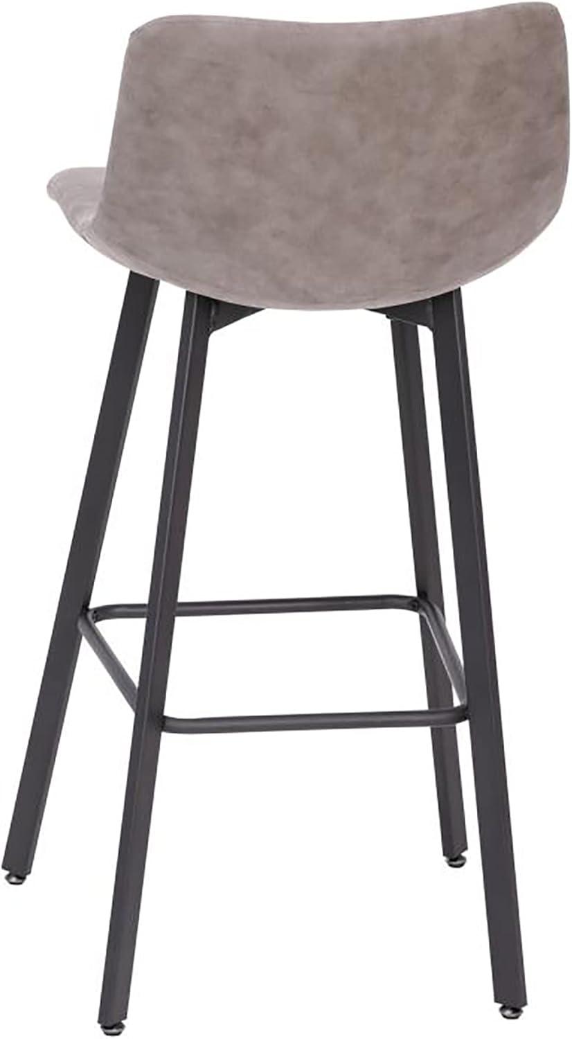 Flash Furniture Set of 2 Commercial Indoor Armless Iron Barstools - Gray LeatherSoft