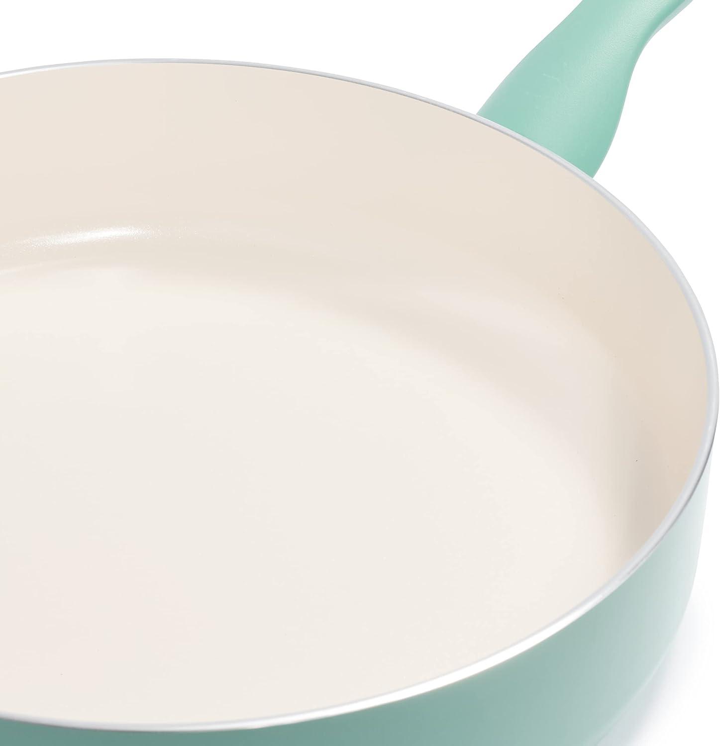 Rio 5 qt. Healthy Ceramic Nonstick Saute Pan with Helper Handle and Lid in Turquoise