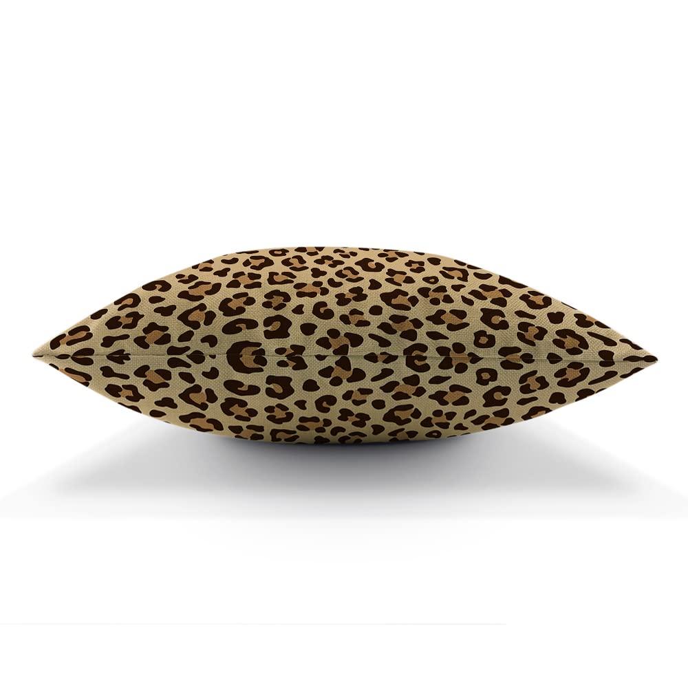 Leopard Throw Pillow Cover,Animal Leopard Print Soft Square Cushion Case Covers Home Decor for Couch Sofa Bedroom Car Office 18x18 Inch Pillowcases