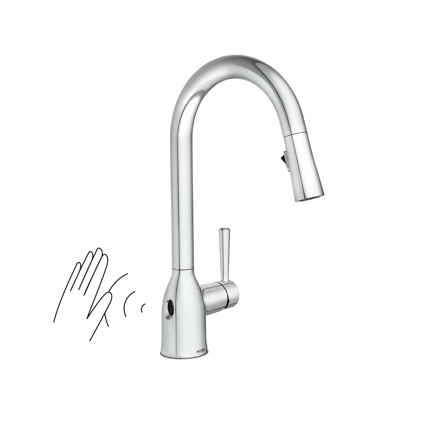 Moen MOEN Adler Touchless Single-Handle Pull-Down Sprayer Kitchen Faucet with MotionSense Wave and Power Clean in Polished Chrome 87233EWC