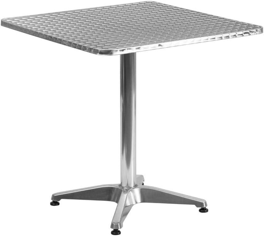 Flash Furniture Lila 27.5'' Square Aluminum Indoor-Outdoor Table Set with 2 Beige Rattan Chairs